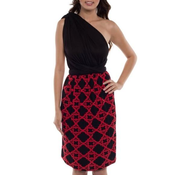 Transformer Black Dress Infinity Multi Way Casual Women's Midi Plaid Red NWT - Picture 2 of 6